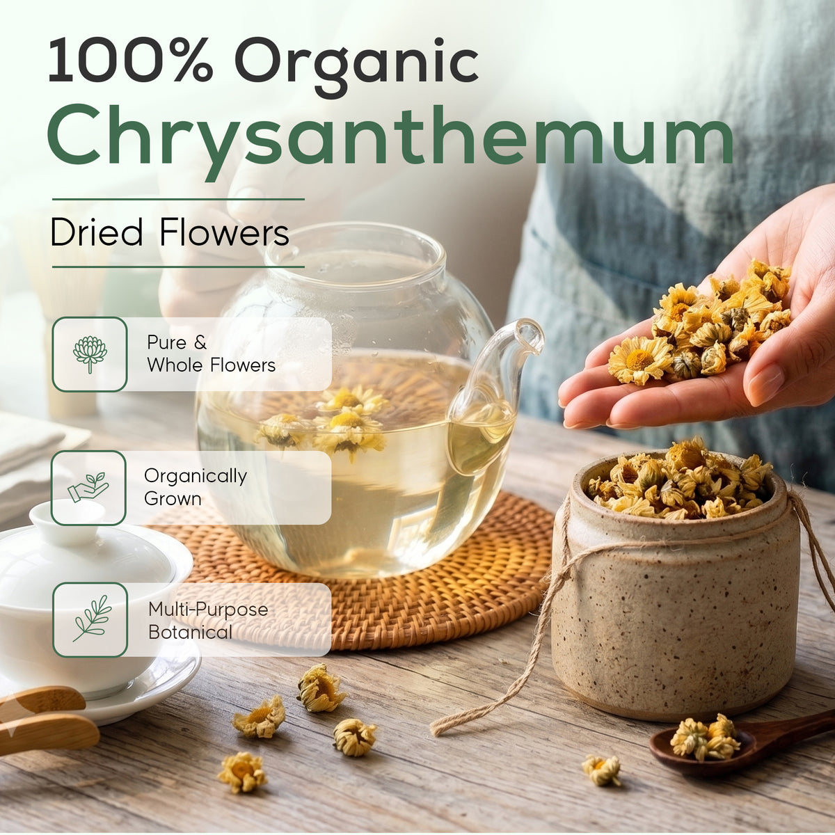 NATURAURA Dried Chrysanthemum Flowers | Premium Ju Hua Herbal Tea | Non-GMO, Vegan