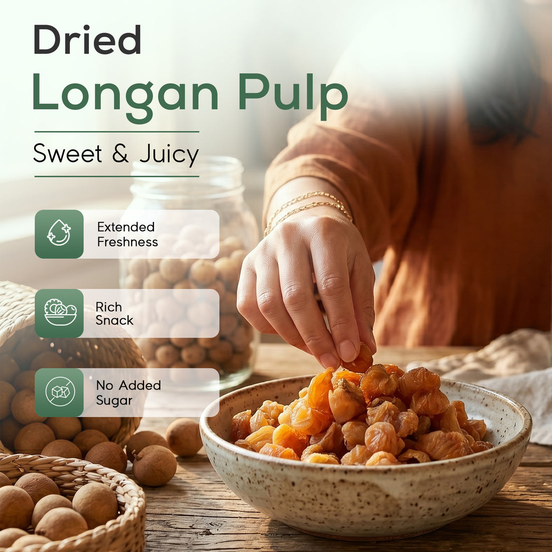 NATURAURA Dried Longan Fruit | Dragon Eye Longan (Gui Yuan) | Non-GMO, Vegan | No Additives