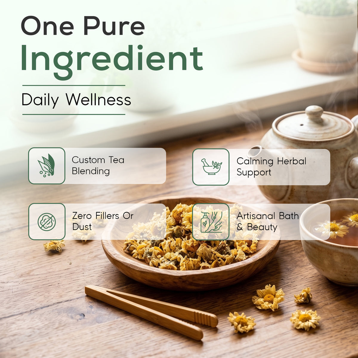 NATURAURA Dried Chrysanthemum Flowers | Premium Ju Hua Herbal Tea | Non-GMO, Vegan